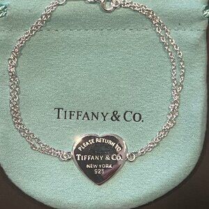 Authentic Tiffany & Co. Heart Tag Double Chain Bracelet